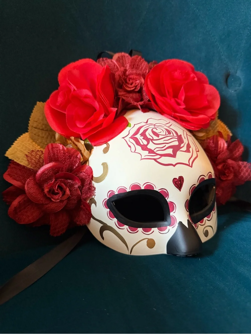 Floral Sugar Skull Masquerade Mask - Costume